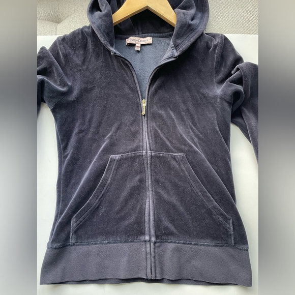Juicy Couture navy blue Velour Zip Hoodie – Size Small - Picture 8 of 8